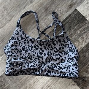 Apana Black and Gray Animal Print Sports Bra